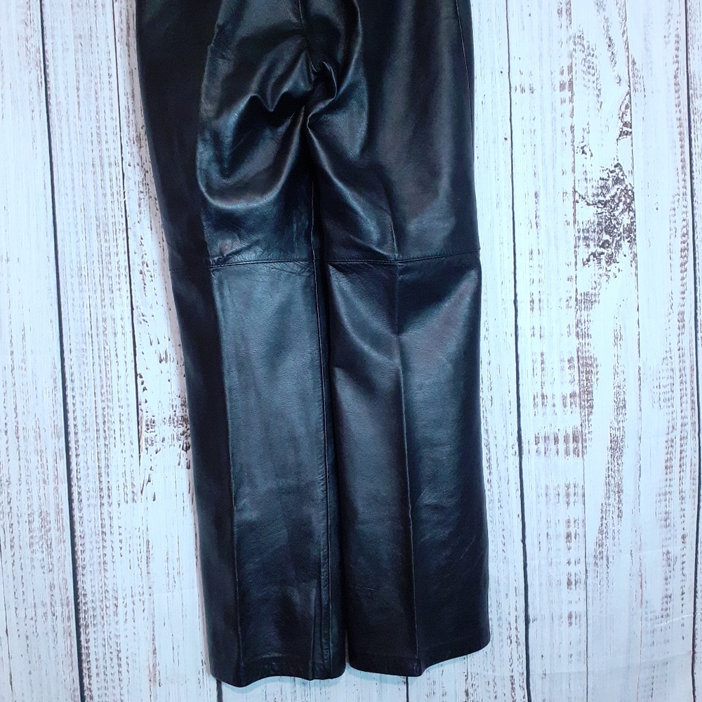 Alfani black leather y2k vintage high waisted straight leg trousers pants - Picture 6 of 11